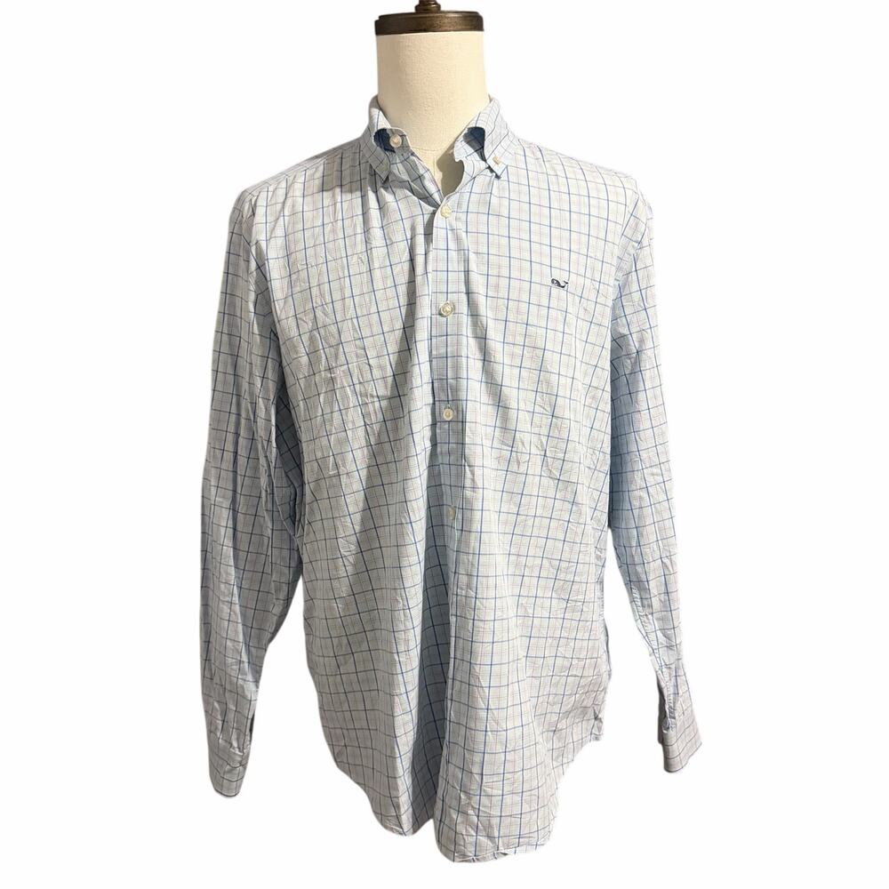 Vineyard Vines Shep & Ian Classic Men Whale Shirt Plaid Button Down Sz XL Preppy - Picture 2 of 5